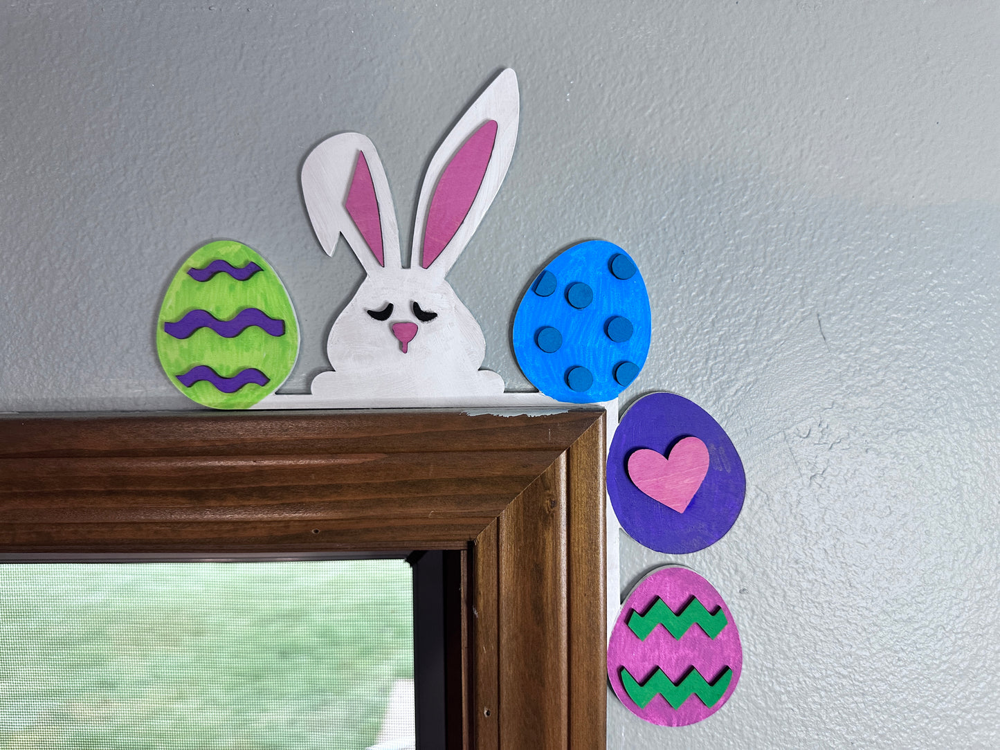 Easter Corner Edge Layered Bunny Spring Egg Wood decor - door, mirror, window, frame, monitor