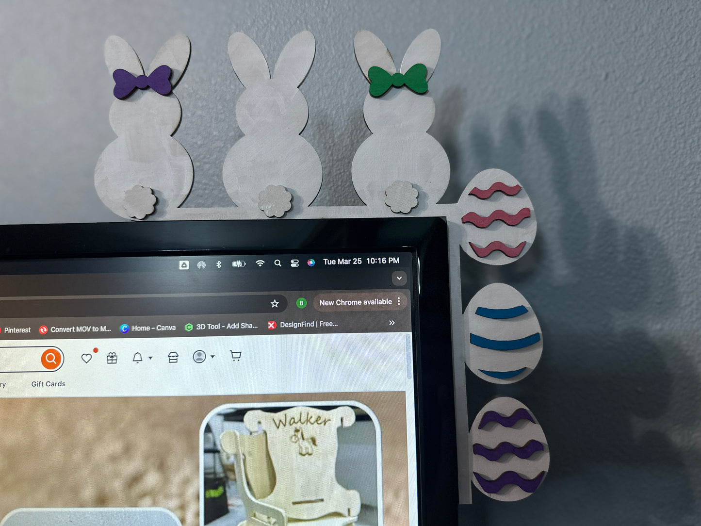 Easter Corner Edge Layered Bunny Spring Egg Wood decor - door, mirror, window, frame, monitor