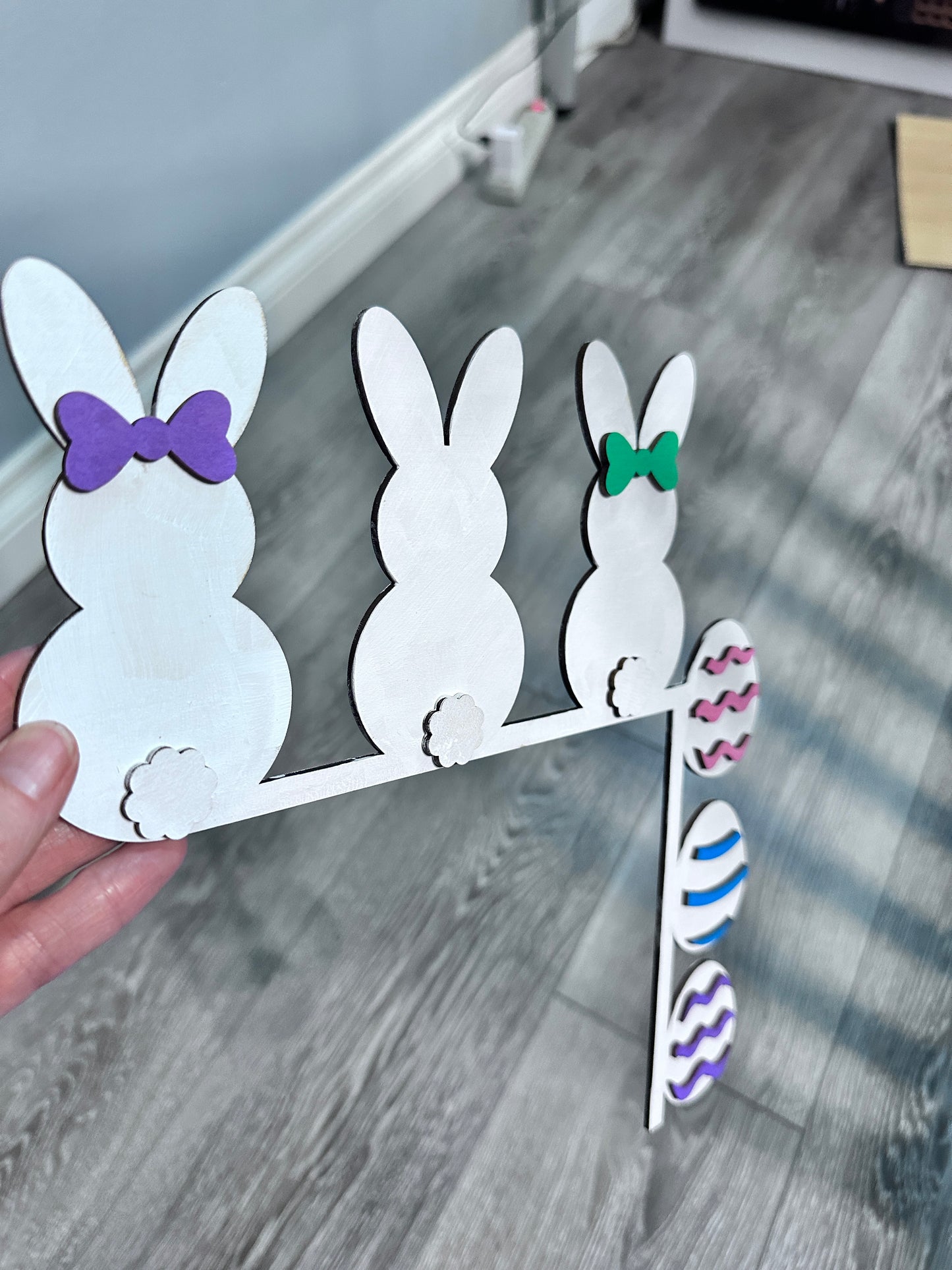 Easter Corner Edge Layered Bunny Spring Egg Wood decor - door, mirror, window, frame, monitor