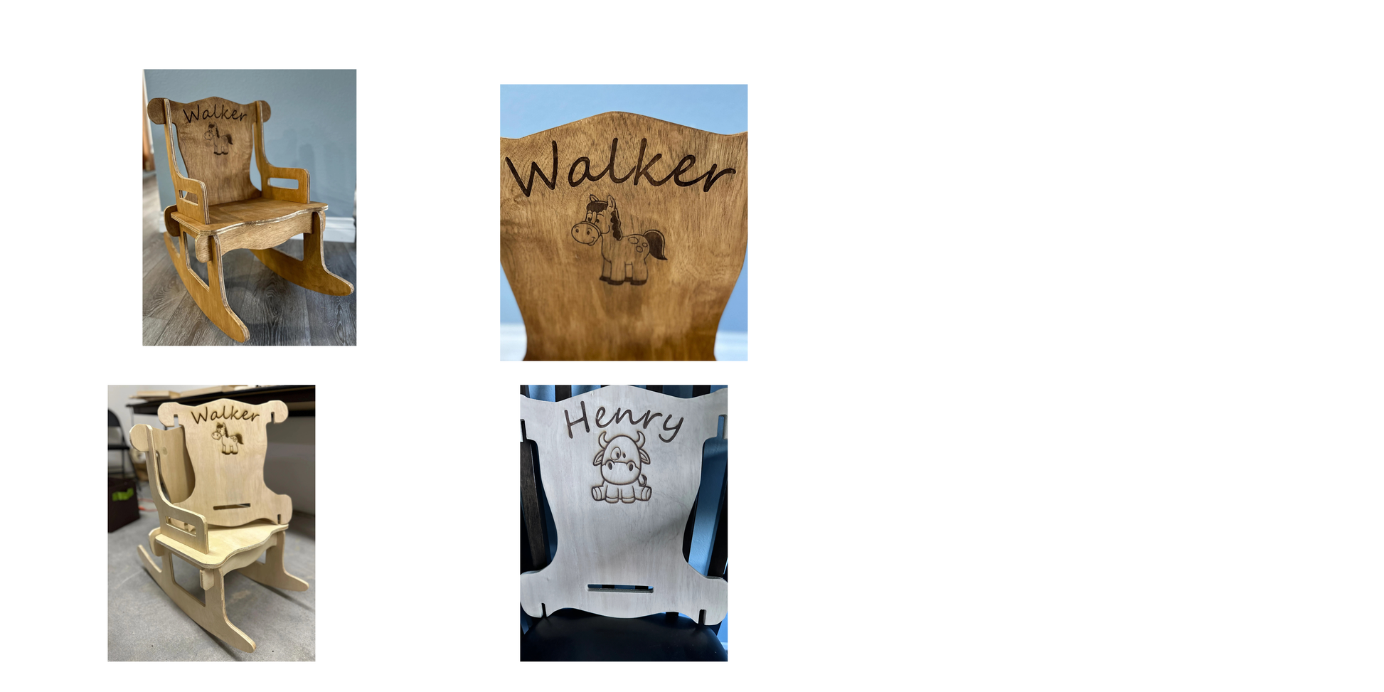 Personalized 23" Baby/Toddler Rocking Chair - Natural or Stained Finish, Puzzle Design