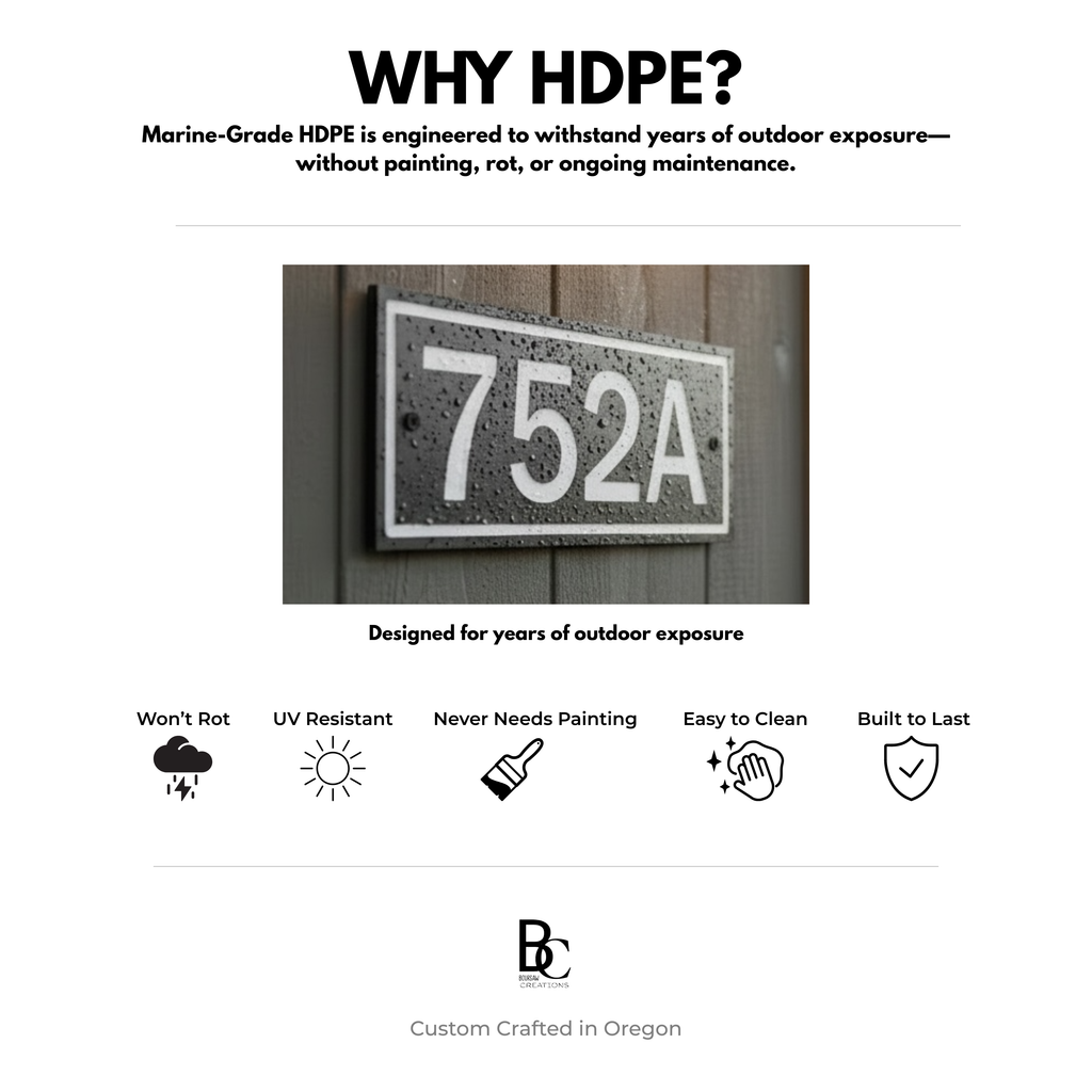 Modern Address Sign, Personalized 3 Inch House Numbers, Outdoor HDPE Address Plaque