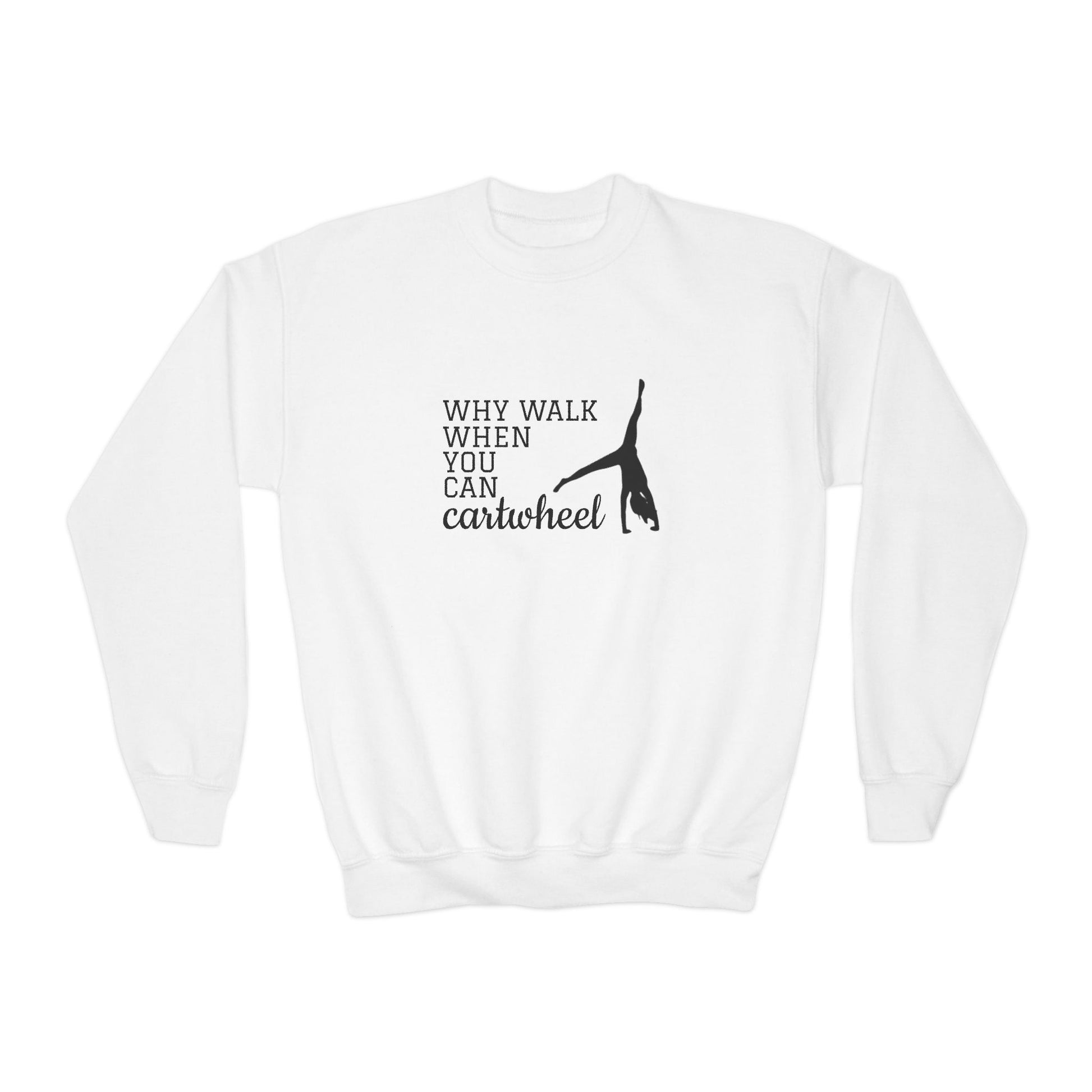 Funny 'Cartwheel' Saying, Kids Youth Gymnastics Crewneck Sweatshirt