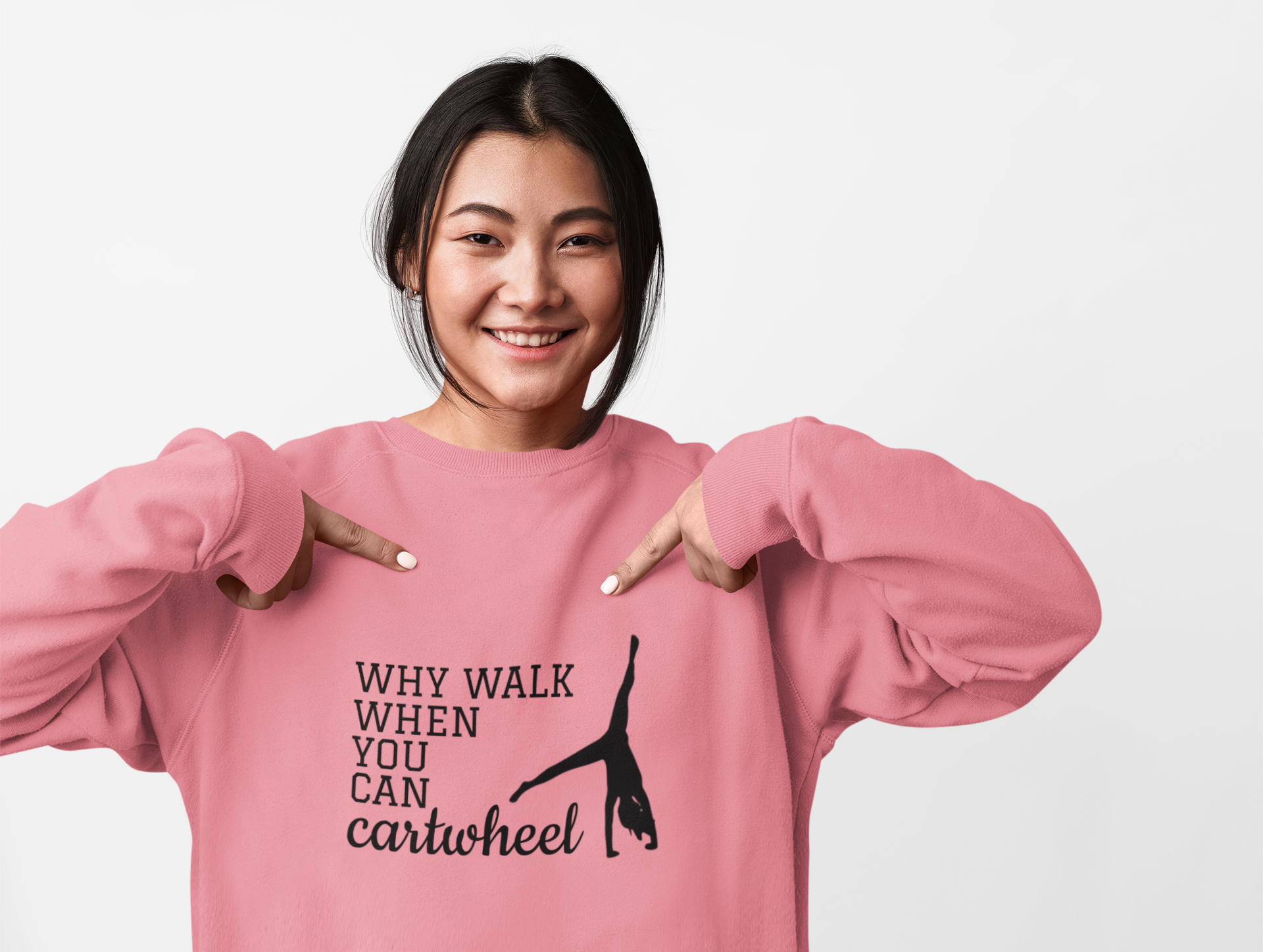 Funny 'Cartwheel' Saying, Kids Youth Gymnastics Crewneck Sweatshirt