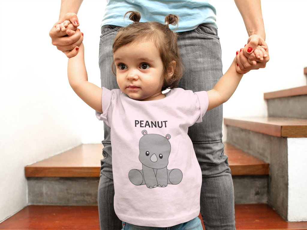 Customizable Baby Rhino Toddler T-shirt — Personalized Name, Playtime Design