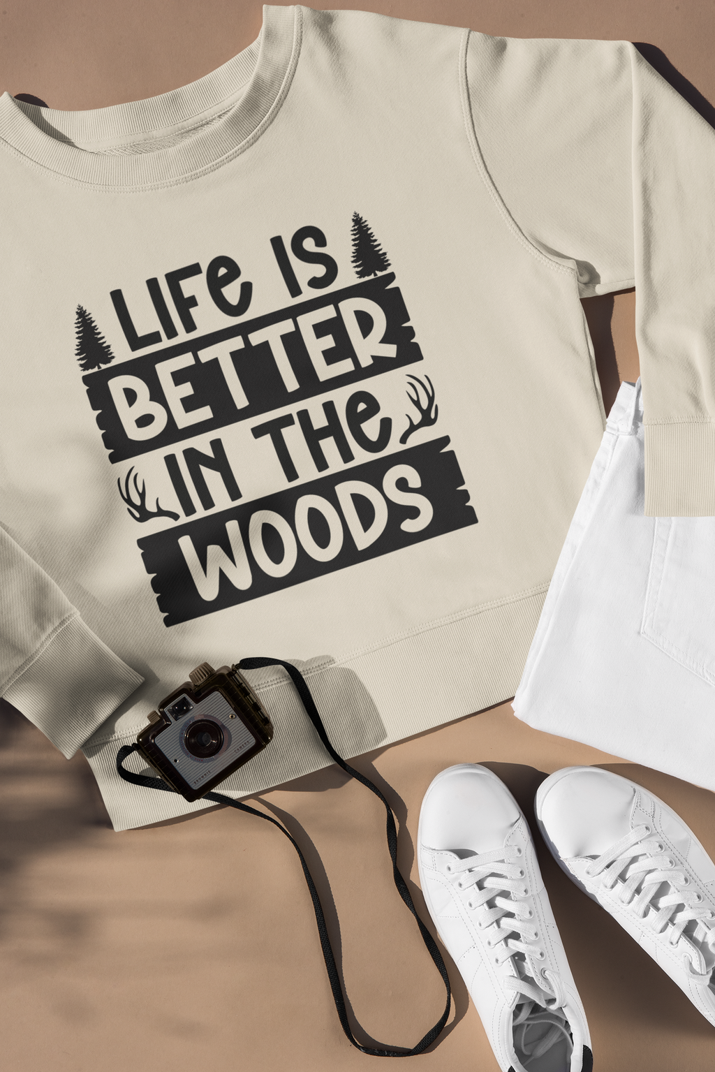 LIFE IS BETTER IN THE WOODS Comfy Sweatshirt, camping, hunting, nature