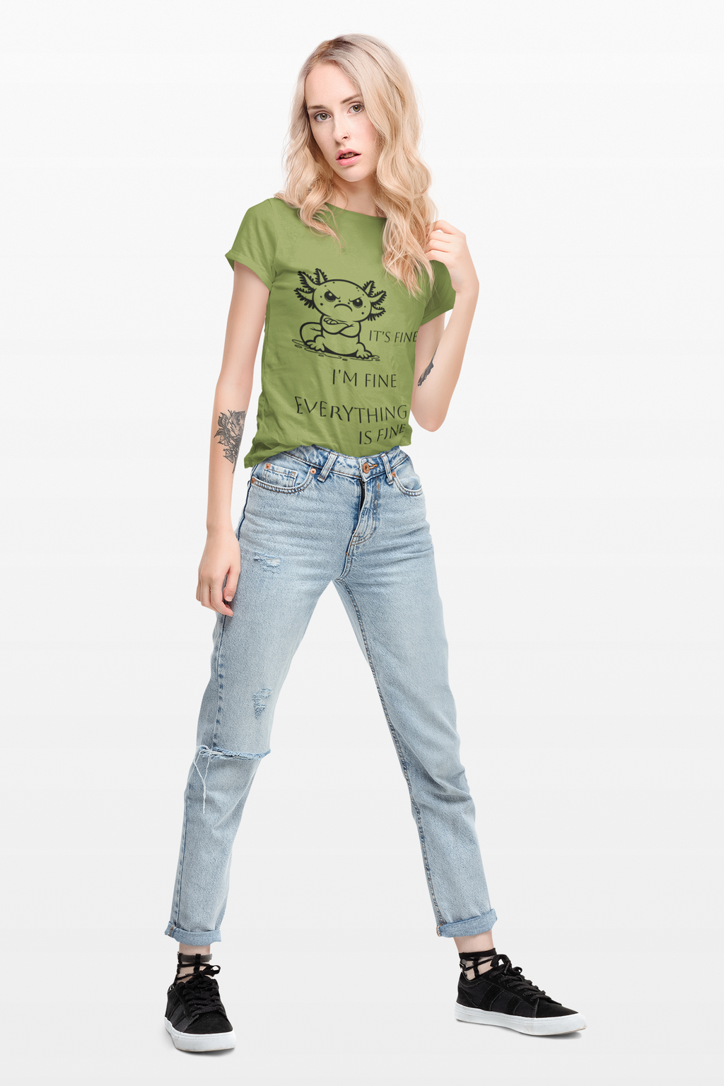 Grumpy Axolotl "I'm FINE" - Short Sleeve T-shirt