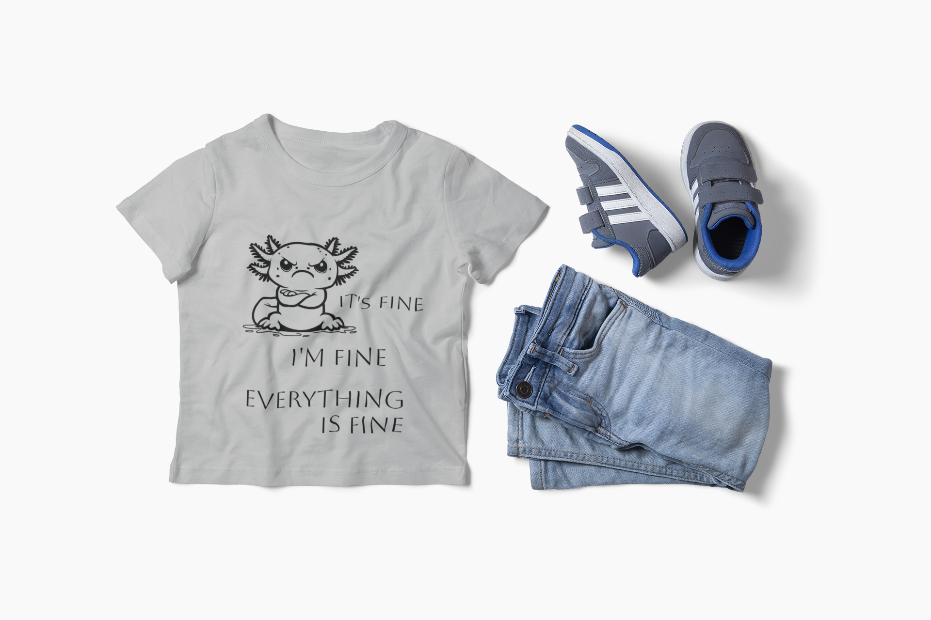 Grumpy Axolotl "I'm FINE" - Short Sleeve T-shirt
