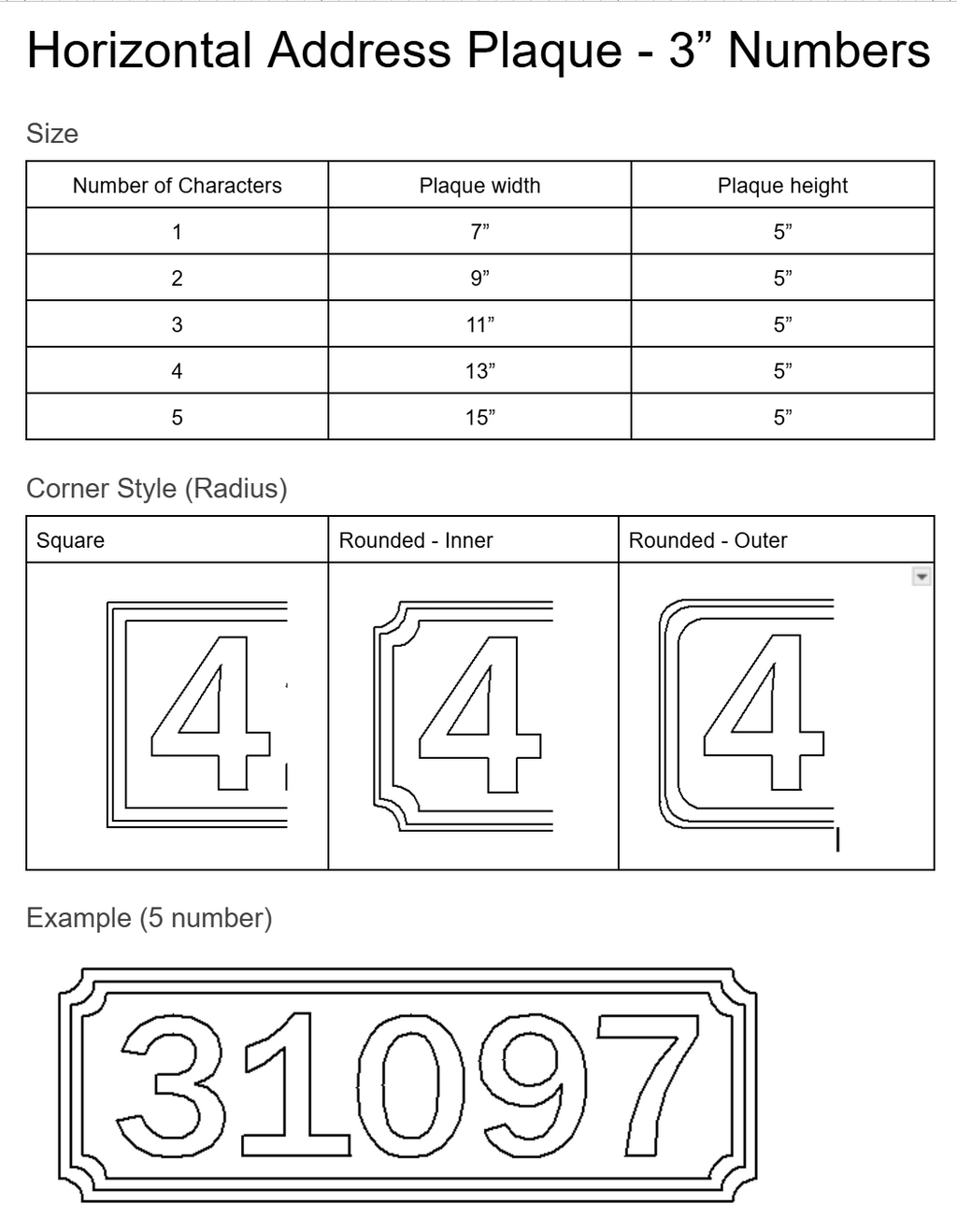 Custom House-Address Horizontal Sign: 3-inch Font - Weather-Resistant HDPE Plastic