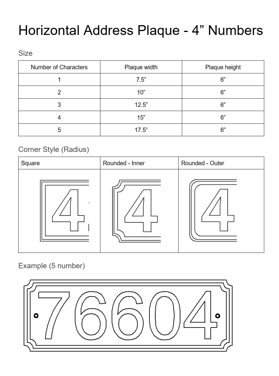 Custom House-Address Horizontal Sign: 4-inch Font - Weather-Resistant HDPE Plastic