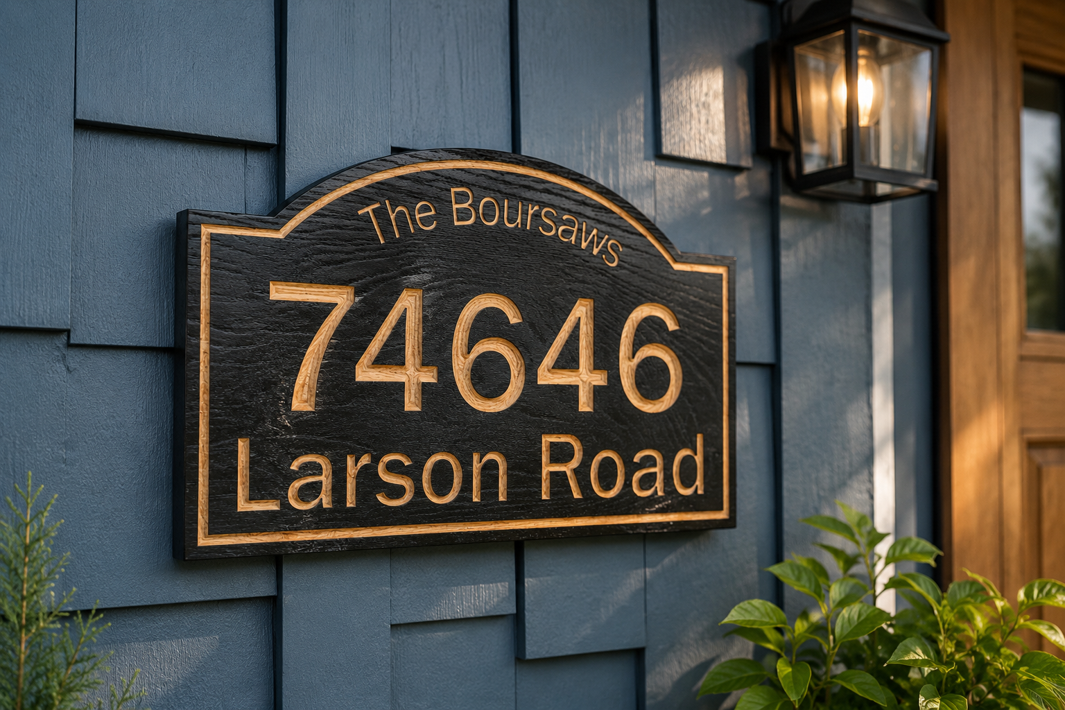 Custom Wood House Number Address Name Street Name Sign: Maple