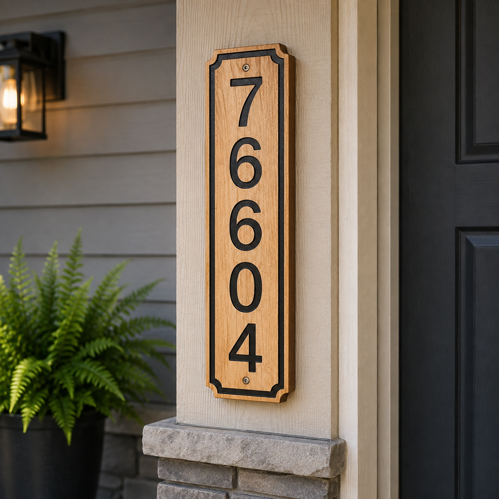 Custom Wood Vertical 5-Inch Address Sign