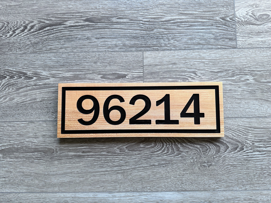 Custom Wood Horizontal 3-inch Font House Number Address Sign: Maple
