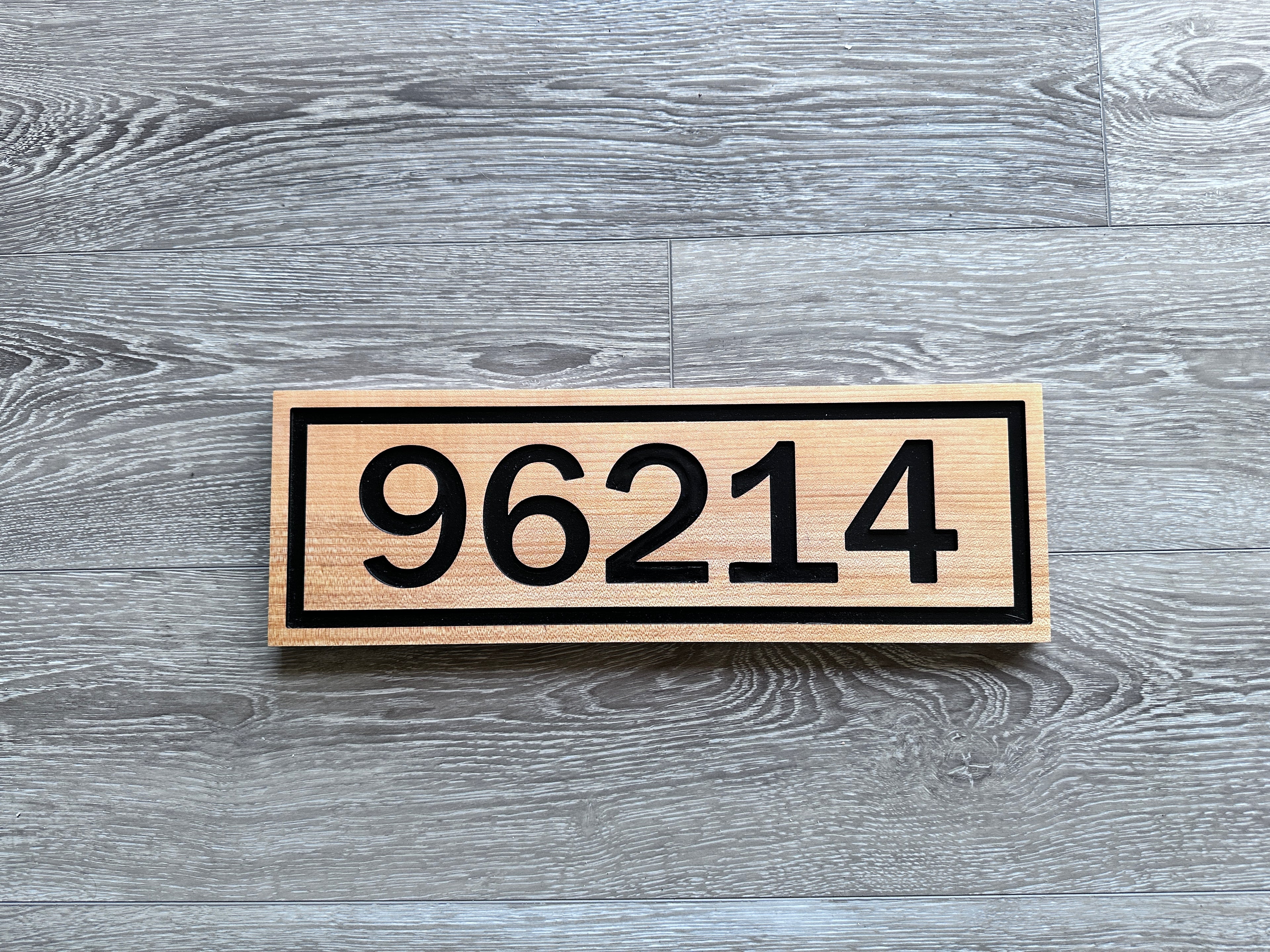 Custom Wood Horizontal 3-inch Font House Number Address Sign: Maple