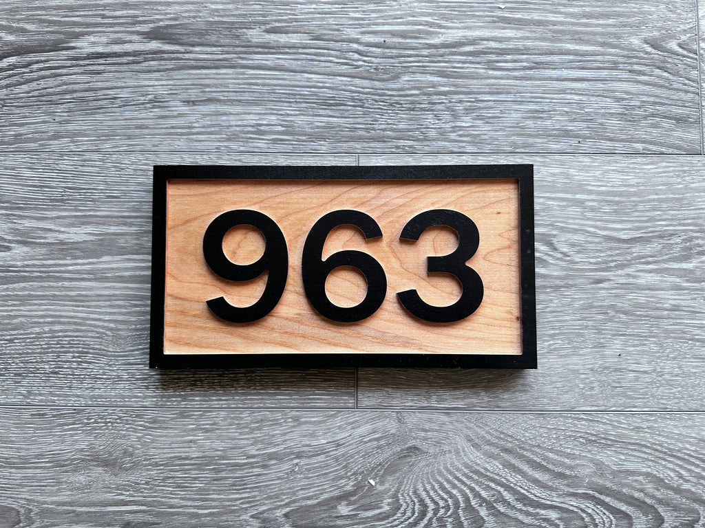 Custom Wood Horizontal 3-inch Font House Number Address Sign: Maple