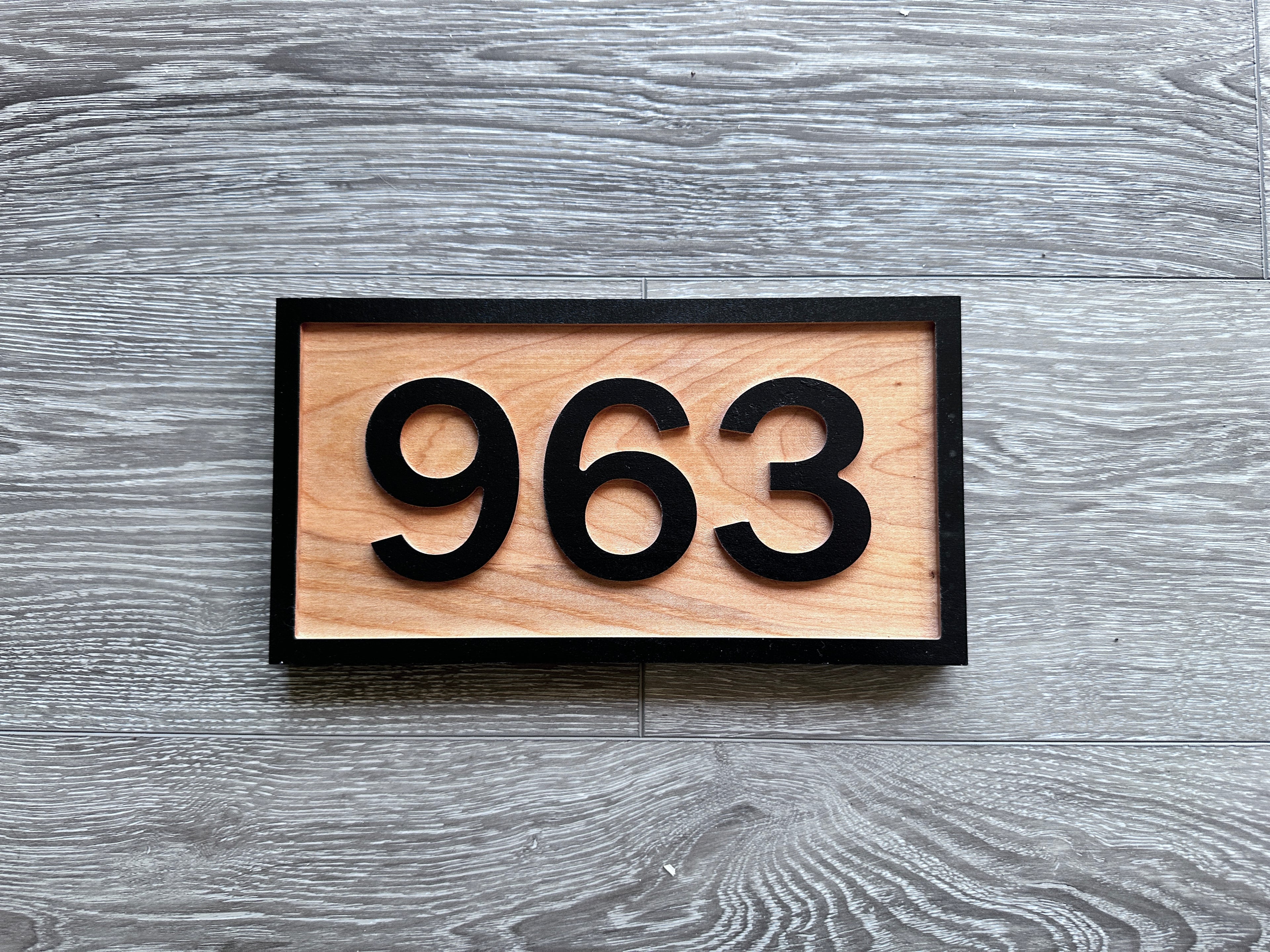 Custom Wood Horizontal 3-inch Font House Number Address Sign: Maple