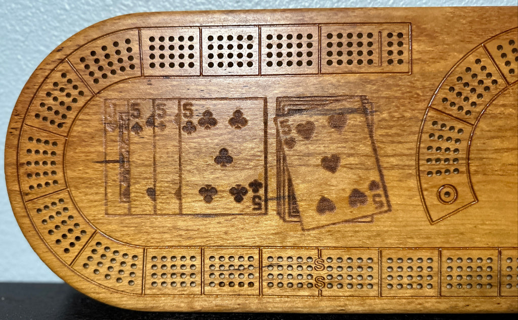 Cribbage Board with 29-point card hand engraved