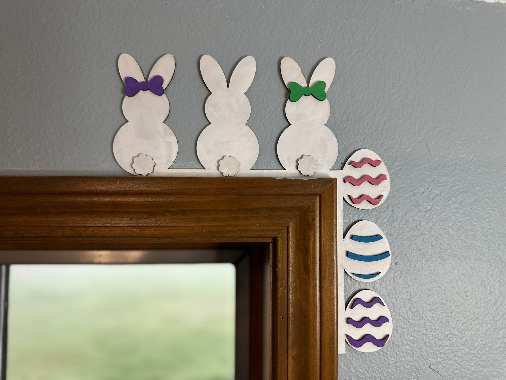 Easter Corner Edge Layered Bunny Spring Egg Wood decor - door, mirror, window, frame, monitor