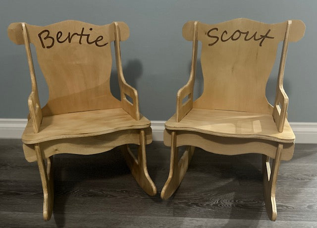 Personalized 23" Baby/Toddler Rocking Chair - Natural or Stained Finish, Puzzle Design