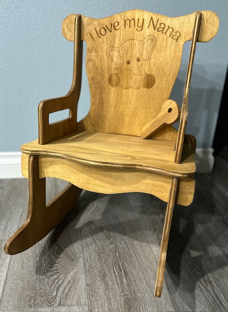 Personalized 23" Baby/Toddler Rocking Chair - Natural or Stained Finish, Puzzle Design