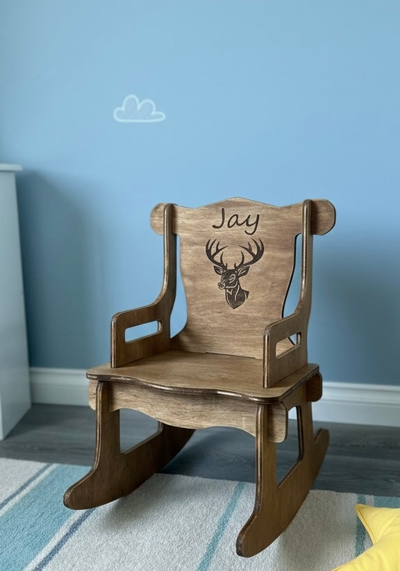 Personalized 23" Baby/Toddler Rocking Chair - Natural or Stained Finish, Puzzle Design
