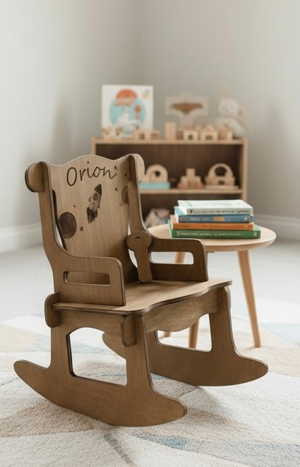 Personalized 23" Baby/Toddler Rocking Chair - Natural or Stained Finish, Puzzle Design