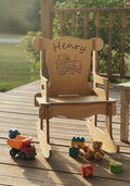 Personalized Wooden Toddler Rocking Chair – Custom Name Puzzle Chair, Natural or Stained