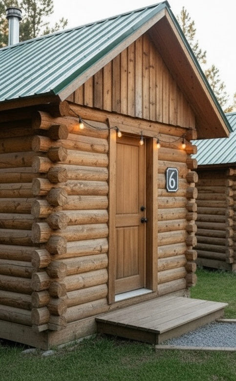 6-inch Number Sign on log cabin exterior wall