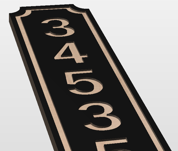 Black plaque image with wood carved numbers showing letter depth of 1/8" on 