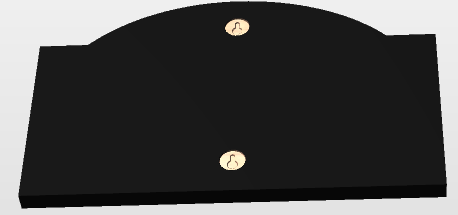 Back of black address sign mock up showing centered vertical key hole pockets for mounting