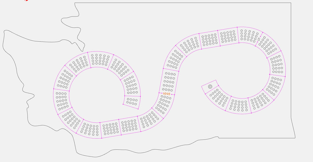 4player cribbage board state of Washington shape