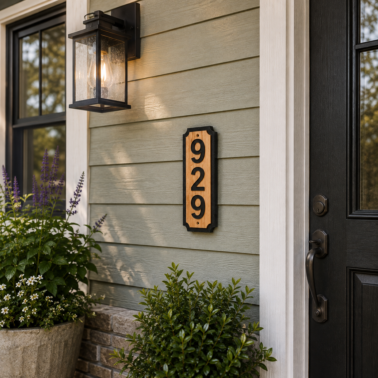 Custom Wood Vertical 3-Inch Address Sign