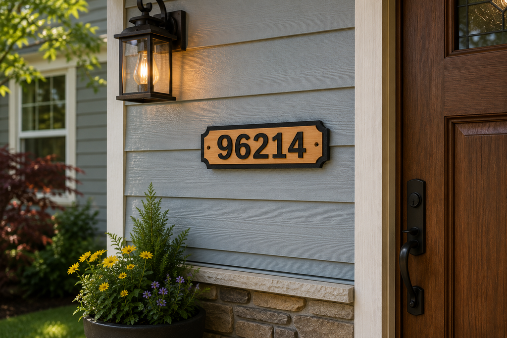 Custom Wood Horizontal 3-Inch Address Sign