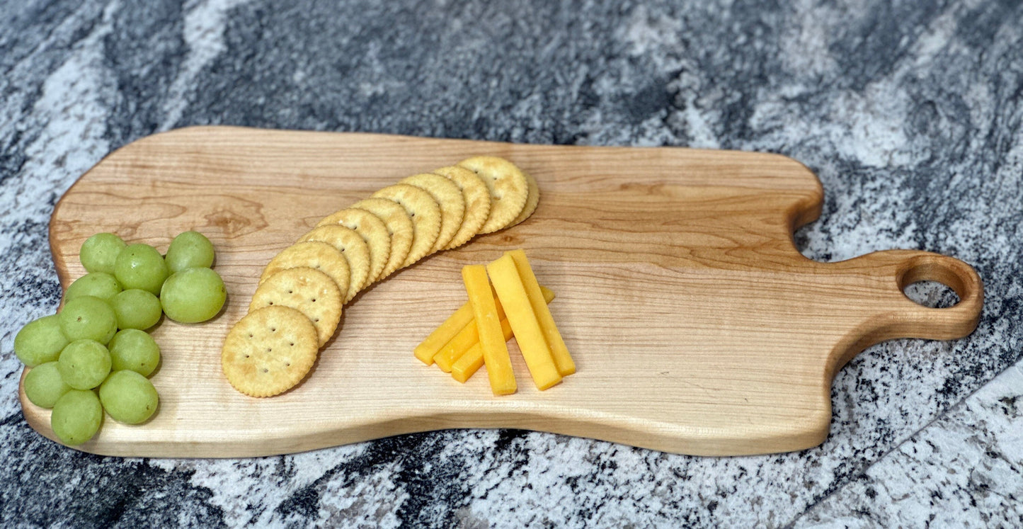 Handmade Calico Maple Long Charcuterie Board - Unique Hardwood Design for Bread & Cheese Serving