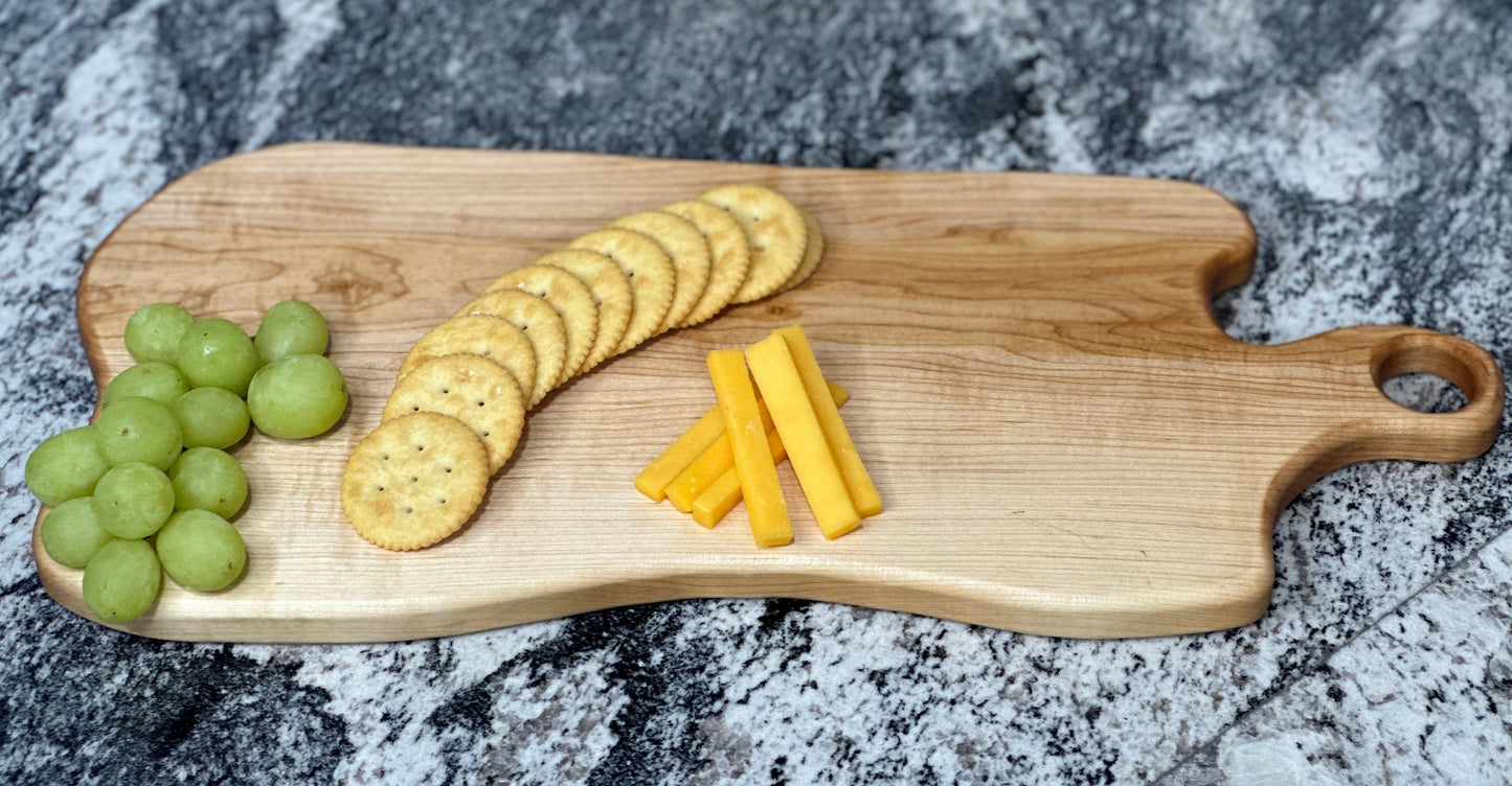 Handmade Calico Maple Long Charcuterie Board - Unique Hardwood Design for Bread & Cheese Serving