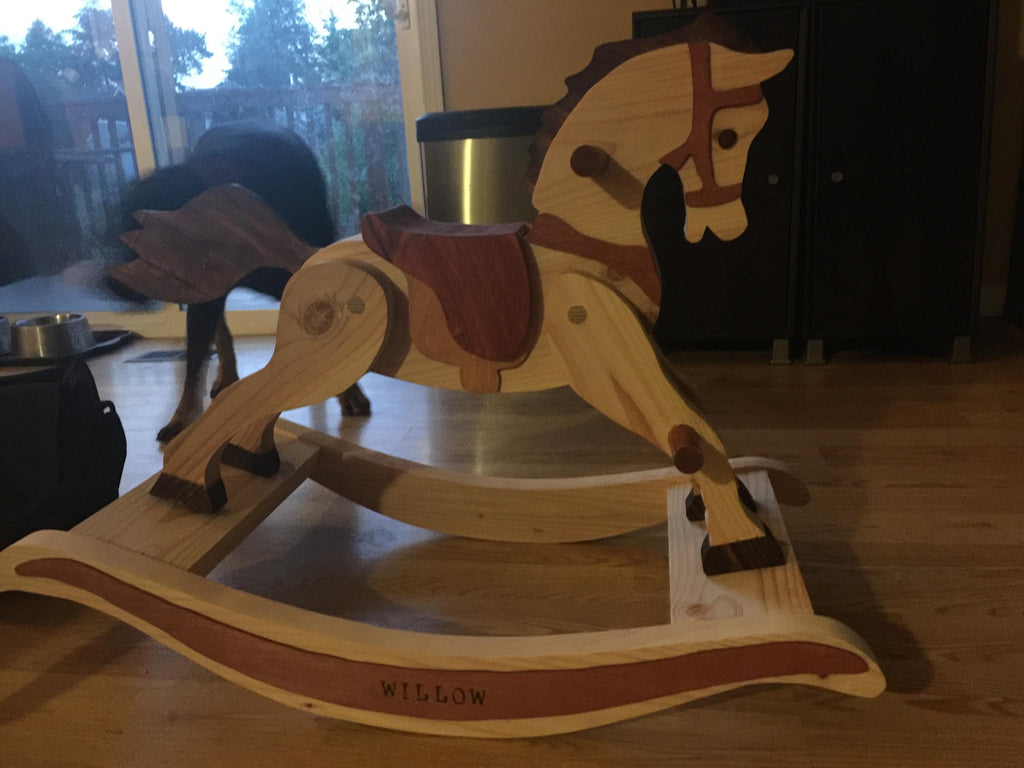 Custom made antique style wooden rocking horse