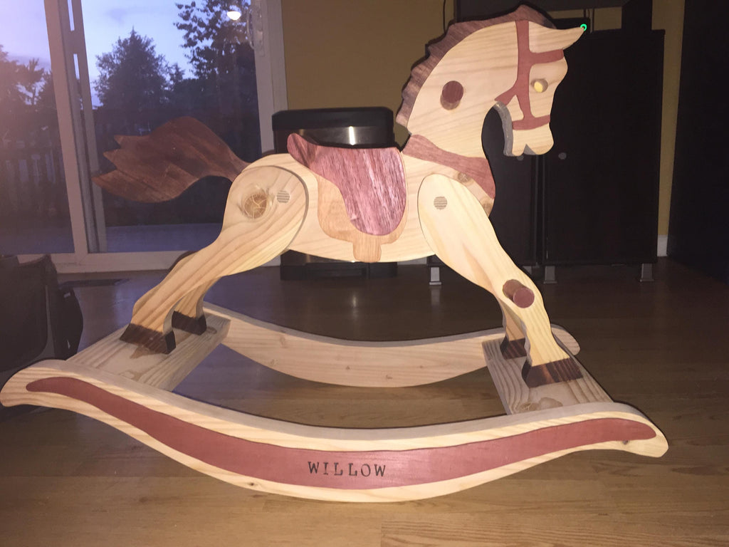 Custom made antique style wooden rocking horse