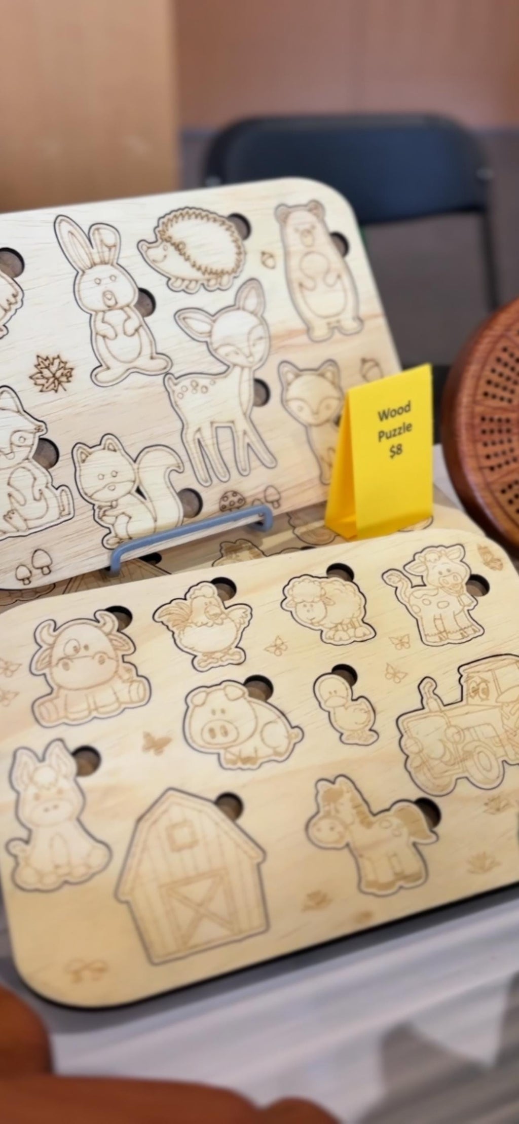 Forest and farm animal wood puzzle display