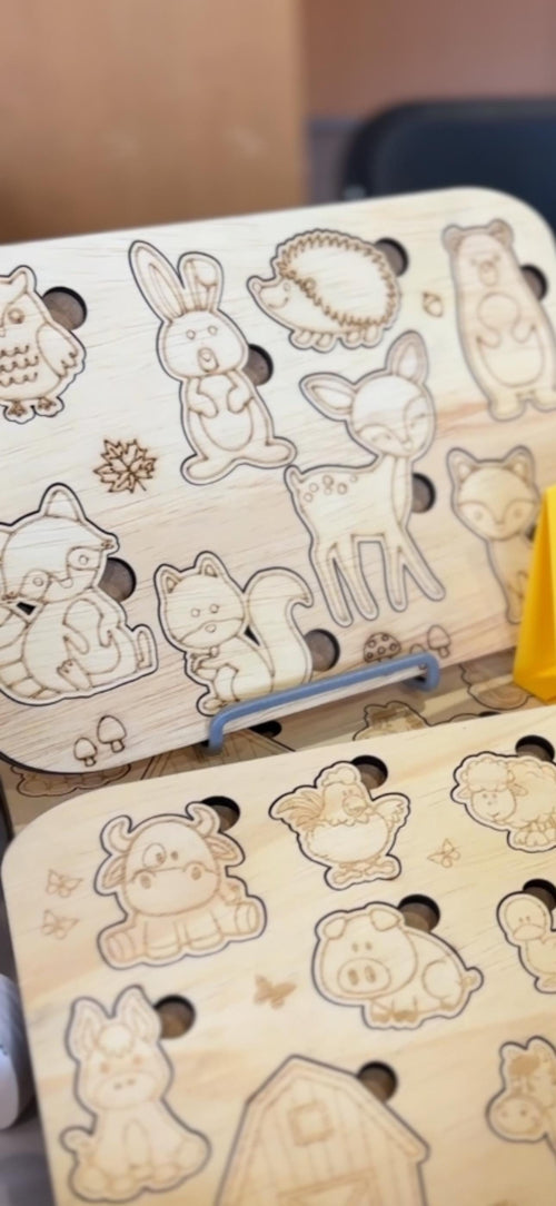 Forest & Farm animal wood puzzle display