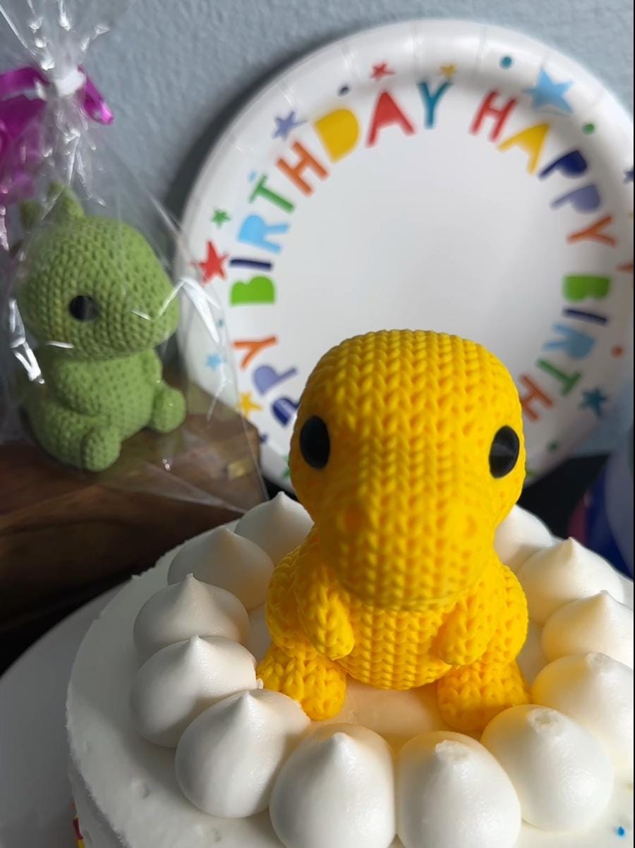 Dino knit-inspired animal party favors