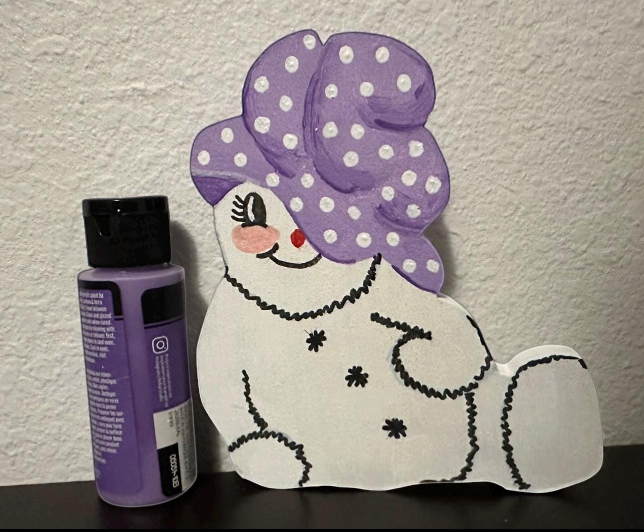 Snowman & Snowwoman Couple Wood Shelf Sitter – Cute, Chunky Winter Décor for Mantel or Windowsill, Customized Hat Color Option