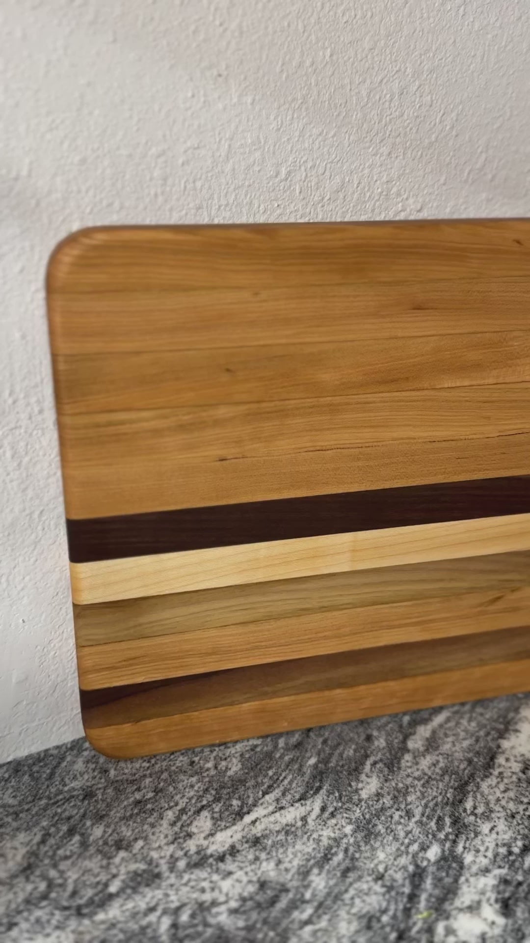 Cherry maple walnut striped hardwood rectangle cutting board